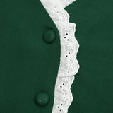Solid Lace Trim Button Down V Neck Knit Top