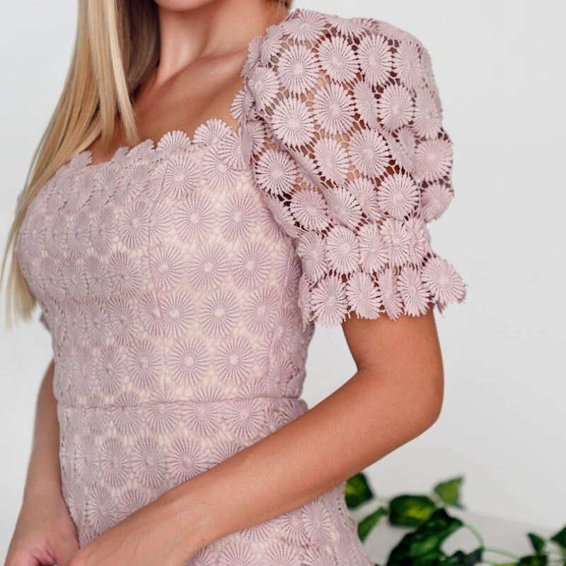 Floral Embroidery Lace Midi Dress