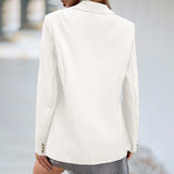Women's Lapel Collar Long Sleeves One Button Slim Solid Blazer