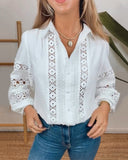 Lace Button Up Hollow Blouse