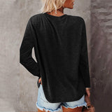 Solid Pocket Long Sleeve Crew Neck Loose T-Shirt