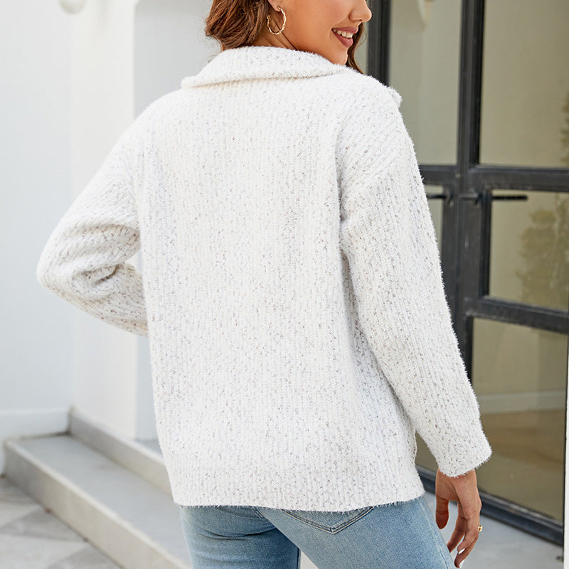Women's Loose knitted turtleneck cardigan sweater