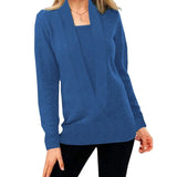 Women's Casual Plain Mock Twin Knit Jumper