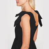 Women Plain Tie Shoulder Ruffle Hem Maxi Dress