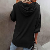 V-Neck Long Sleeve Loose Sports Hoodie