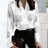 V-Neck Loose Printed Shirt