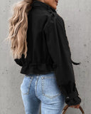 Buckled High Neck Utility Crop Moto Jacket