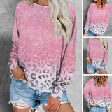 Women's Pink Ombre Cheetah Print Slash Neck Shirt
