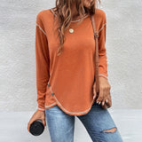 Solid Button Irregular T-Shirt