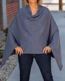 Solid Pull On Scarf Poncho