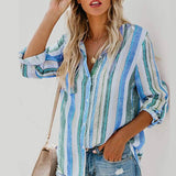 Color stripes Button Shirt Blouse