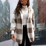 Fleece Plaid Tartan Hooded Teddy Coat