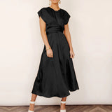 Stain Short Sleeve Wrap Maxi Dress