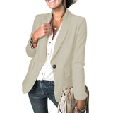 Women's Solid Lapel Collar One Button Front Slim Blazer