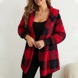 Fleece Plaid Tartan Hooded Teddy Coat