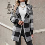 Fleece Plaid Tartan Hooded Teddy Coat