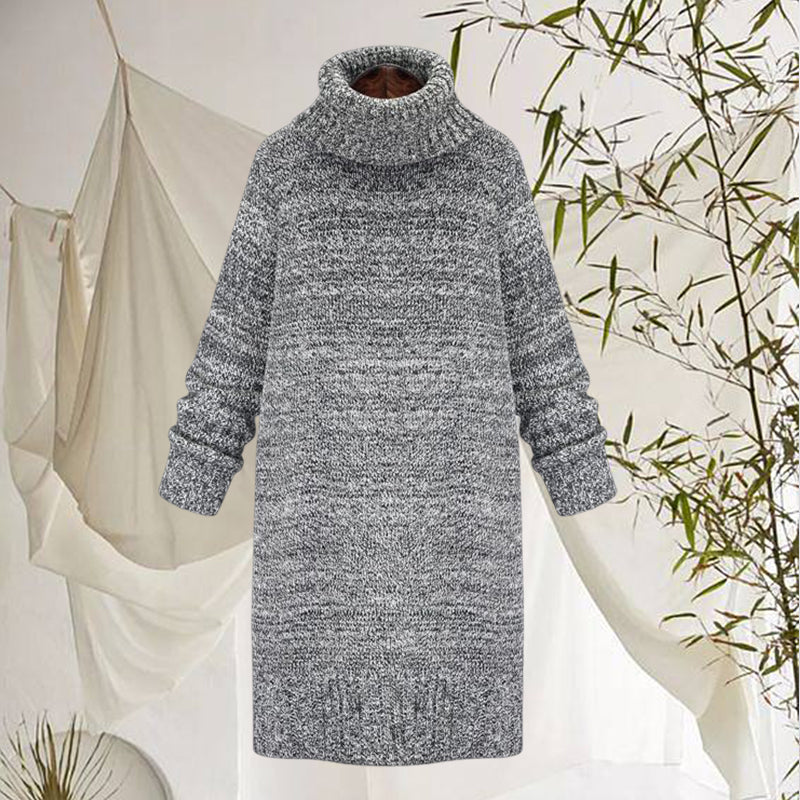 Turtleneck Mid-Length Knit Dress