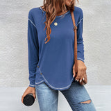 Solid Button Irregular T-Shirt