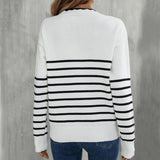 V-Neck Striped Knit Sweater