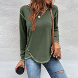 Solid Button Irregular T-Shirt