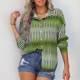 Lapel Long Sleeve Striped Shirt