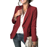 Women's Solid Lapel Collar One Button Front Slim Blazer