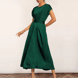 Stain Short Sleeve Wrap Maxi Dress