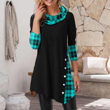 Check Lapel Irregular Dress