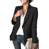 Women's Solid Lapel Collar One Button Front Slim Blazer