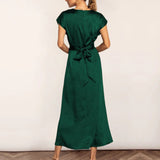 Stain Short Sleeve Wrap Maxi Dress