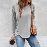 Solid Button Irregular T-Shirt