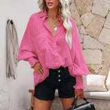 Women's Stripe Solid Color Beach Vacation Sunscreen Midi Shirt Blouse