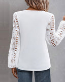 Plain Lace Long Sleeve Asymmetrical Neck Blouse