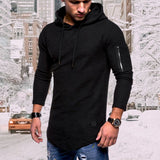 Men'S Casual Hooded Solid Color Zipper Sweatshirts