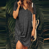 Side Knot Short Sleeve Dress