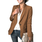 Women's Solid Lapel Collar One Button Front Slim Blazer