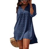 Women's Chiffon Jacquard Pom Solid Color Loose Shirt Top Smock Blouse