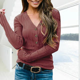 V-Neck Button Knit Sweater