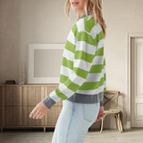 Round Neck Striped Fashion Slim Fit Long Sleeve Sweatshirt
