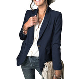 Women's Solid Lapel Collar One Button Front Slim Blazer