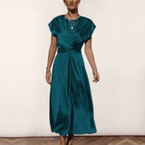 Stain Short Sleeve Wrap Maxi Dress