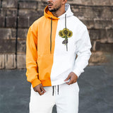 Hooded Paneled Printed Sweatshirt