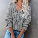 Women's Crochet Long Sleeve Knitted Sweater