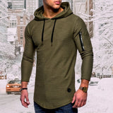 Men'S Casual Hooded Solid Color Zipper Sweatshirts