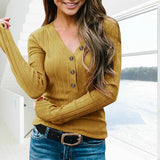 V-Neck Button Knit Sweater
