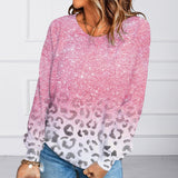 Women's Pink Ombre Cheetah Print Slash Neck Shirt