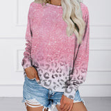Women's Pink Ombre Cheetah Print Slash Neck Shirt