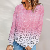 Women's Pink Ombre Cheetah Print Slash Neck Shirt
