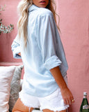 Solid Cotton and Linen Long Sleeve Shirt
