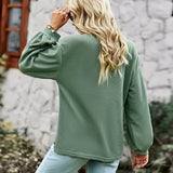 Casual V Neck Solid Color Long Sleeve Pullover 